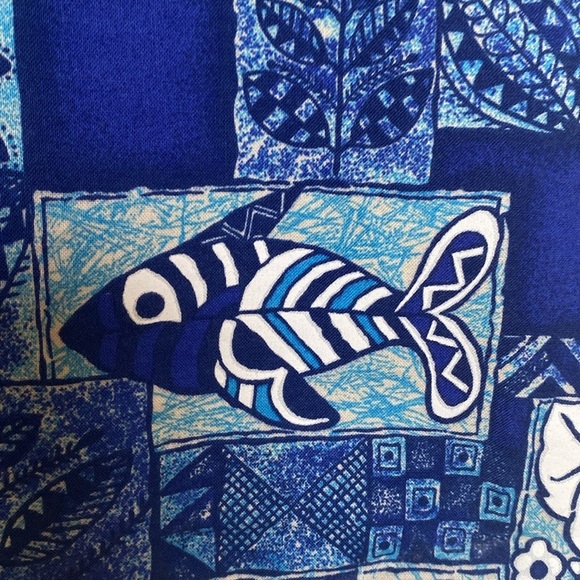 HAWAII Mens 3X Button front Hawaiian Shirt fish canoes pineapple Cotton Vintage - Picture 5 of 8